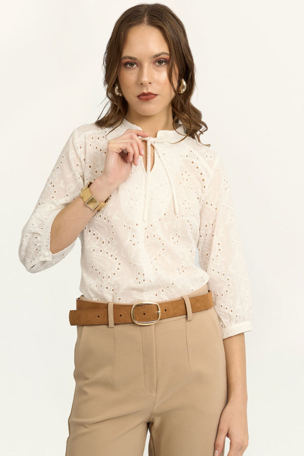 Blusa Jane Broderie Hueso