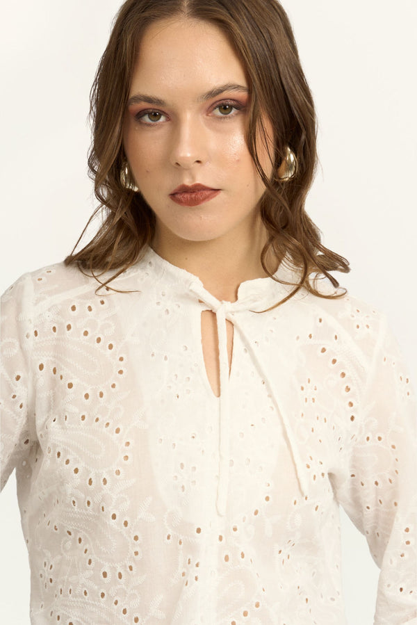 Blusa Jane Broderie Hueso