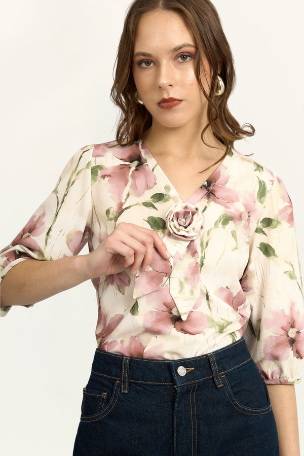 Blusa Saori Floral Rosa