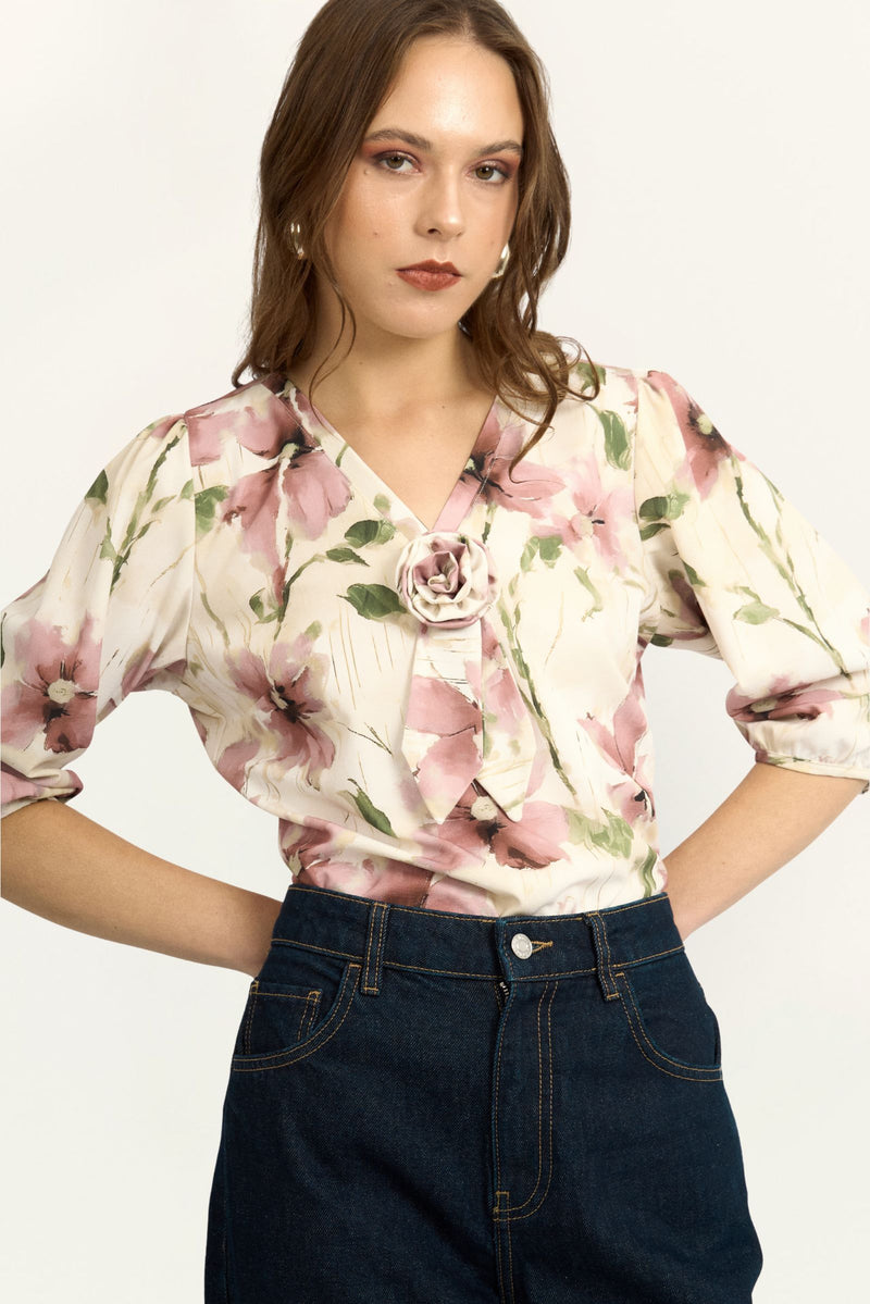 Blusa Saori Floral Rosa