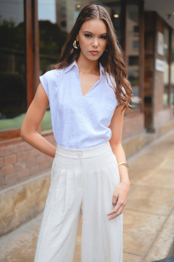 Blusa Diadema Lino Hueso