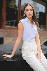 Blusa Diadema Lino Hueso