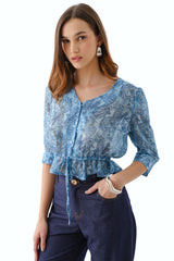 Blusa Zenaida Celeste