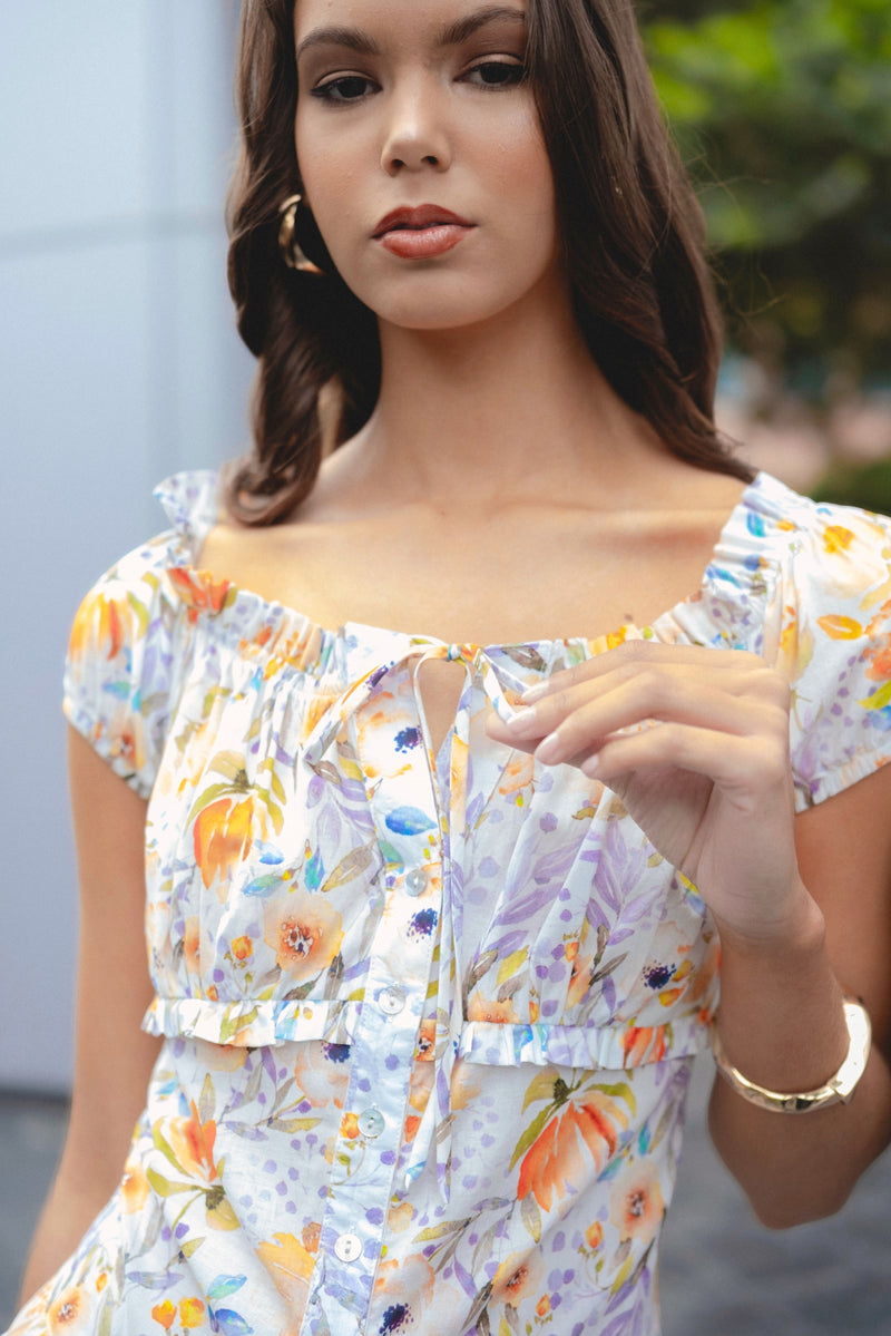 Blusa Citali Naranja Floral