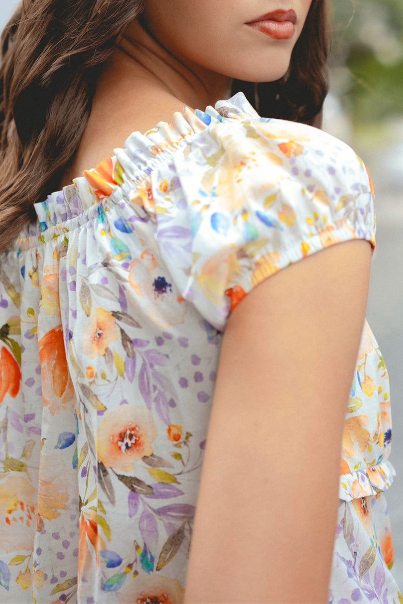 Blusa Citali Naranja Floral