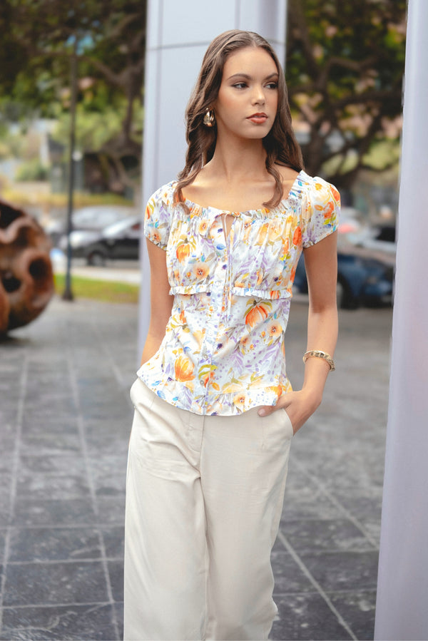 Blusa Citali Naranja Floral