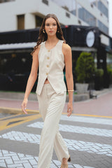 Chaleco Margot Lino Beige