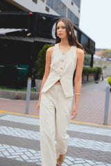 Chaleco Margot Lino Beige