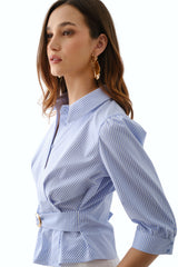 Blusa Paula Celeste Rayas