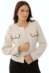 Chaqueta Kella Tweed Hueso
