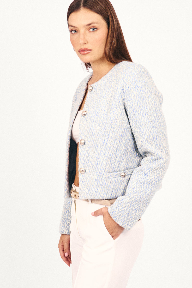 Chaqueta Tweed Azaria Celeste