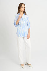Blusa Fiorella Rayas Celeste