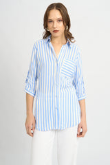 Blusa Fiorella Rayas Celeste