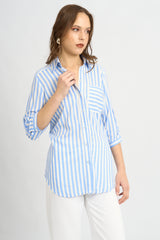 Blusa Fiorella Rayas Celeste