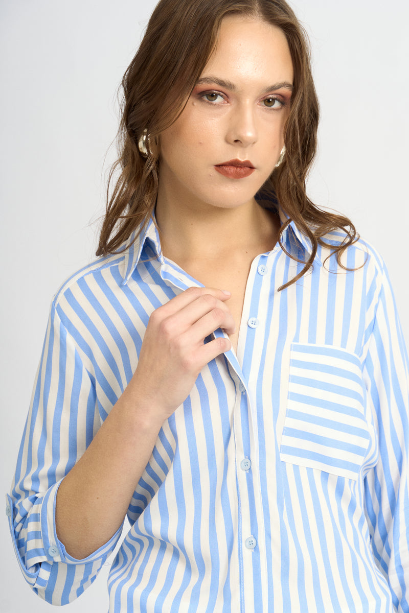 Blusa Fiorella Rayas Celeste