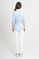 Blusa Fiorella Rayas Celeste