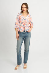 Blusa Coquette Floral Rosa