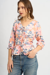 Blusa Coquette Floral Rosa