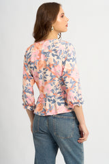 Blusa Coquette Floral Rosa