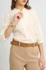Blusa Jane Broderie Hueso