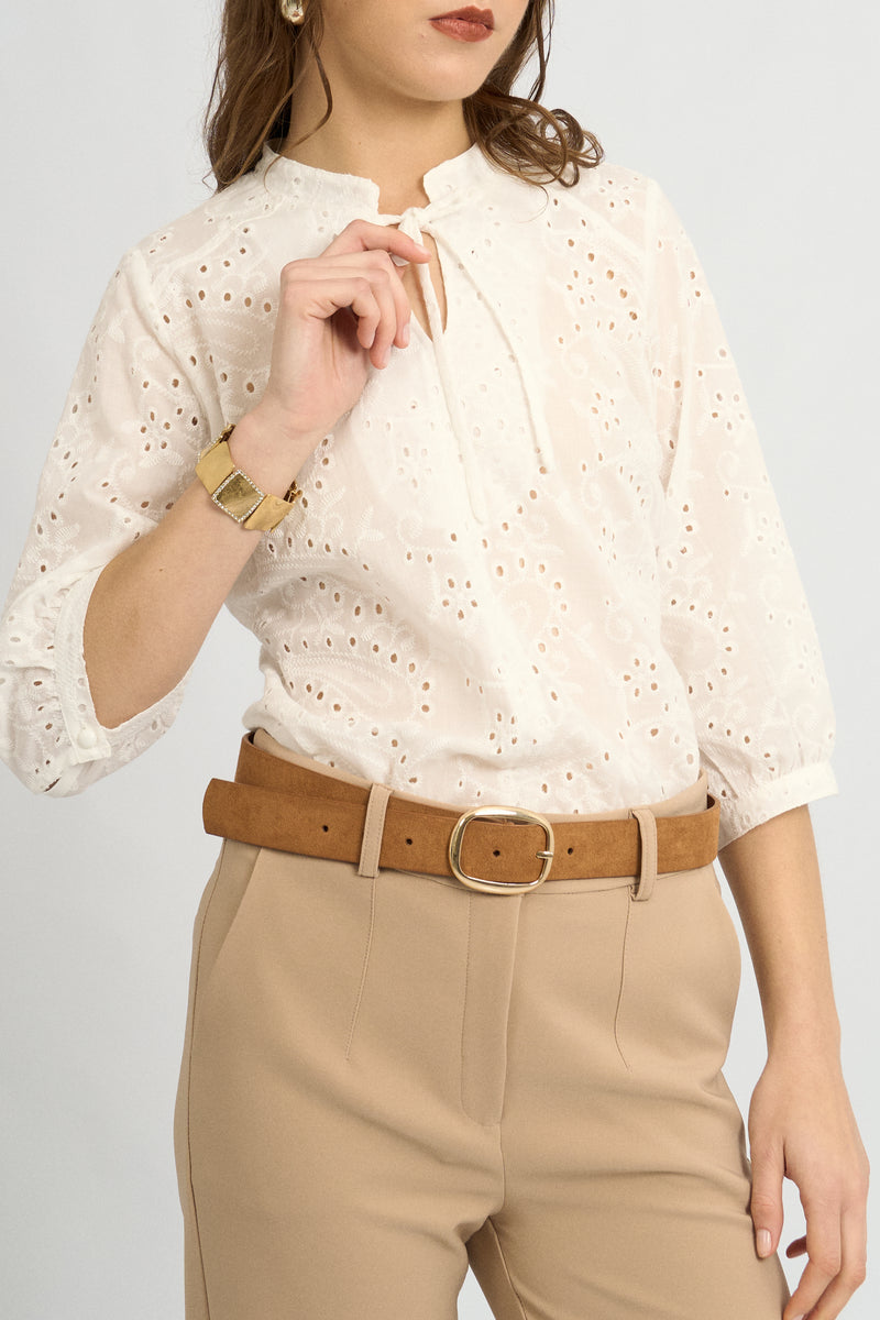 Blusa Jane Broderie Hueso
