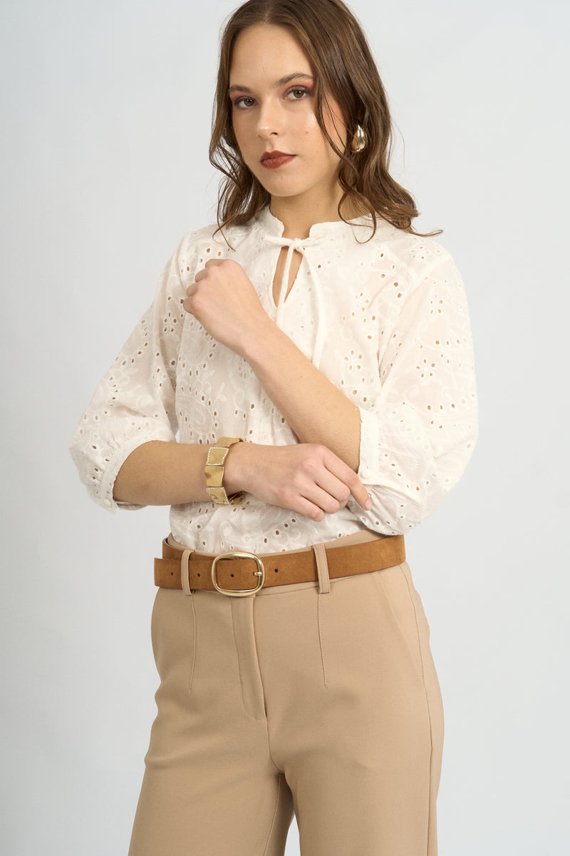 Blusa Jane Broderie Hueso