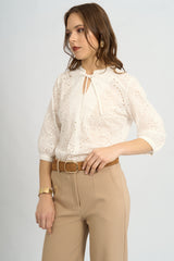 Blusa Jane Broderie Hueso