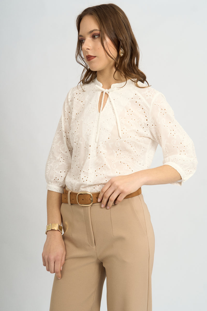Blusa Jane Broderie Hueso
