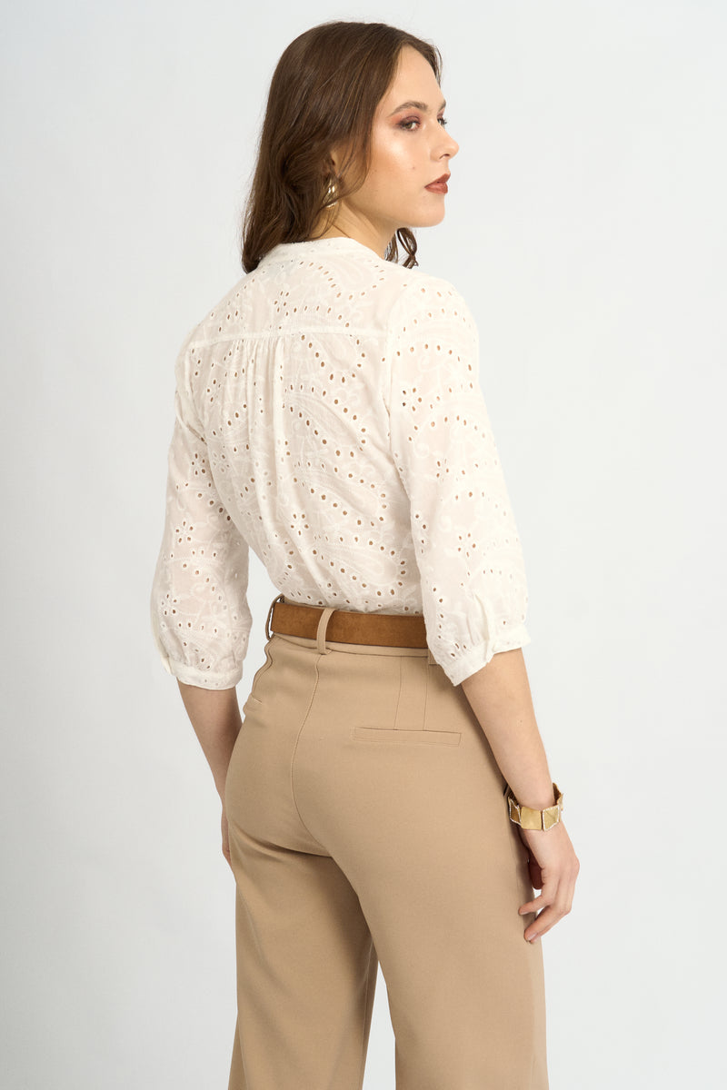 Blusa Jane Broderie Hueso