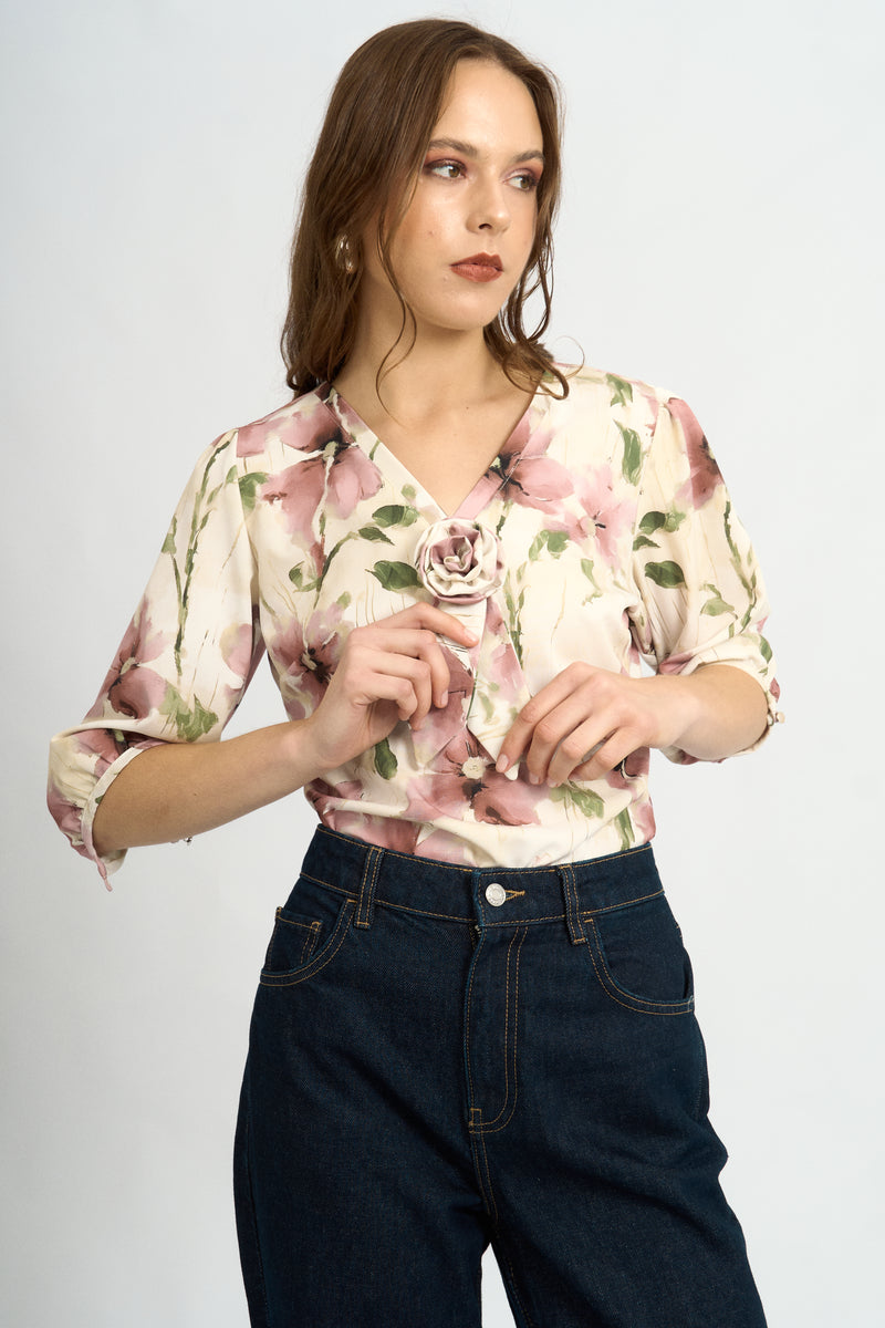 Blusa Saori Floral Rosa