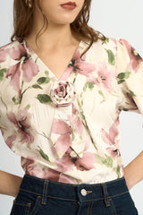 Blusa Saori Floral Rosa