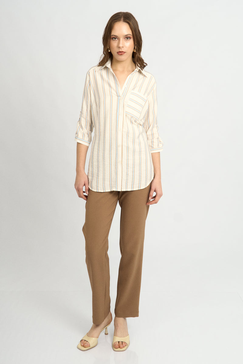 Blusa Fiorella Rayas Beige