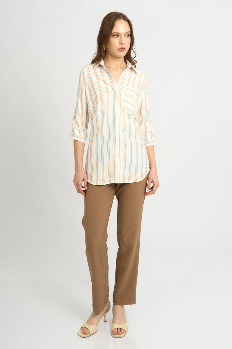 Blusa Fiorella Rayas Beige