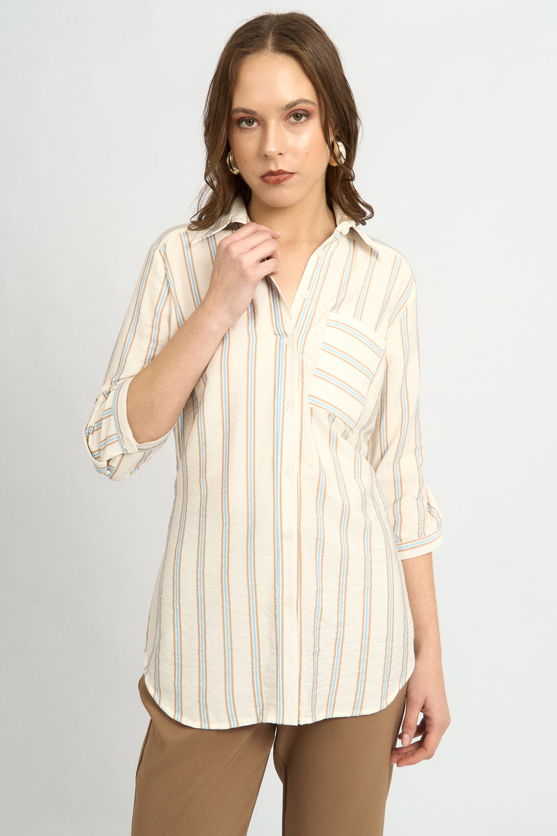 Blusa Fiorella Rayas Beige