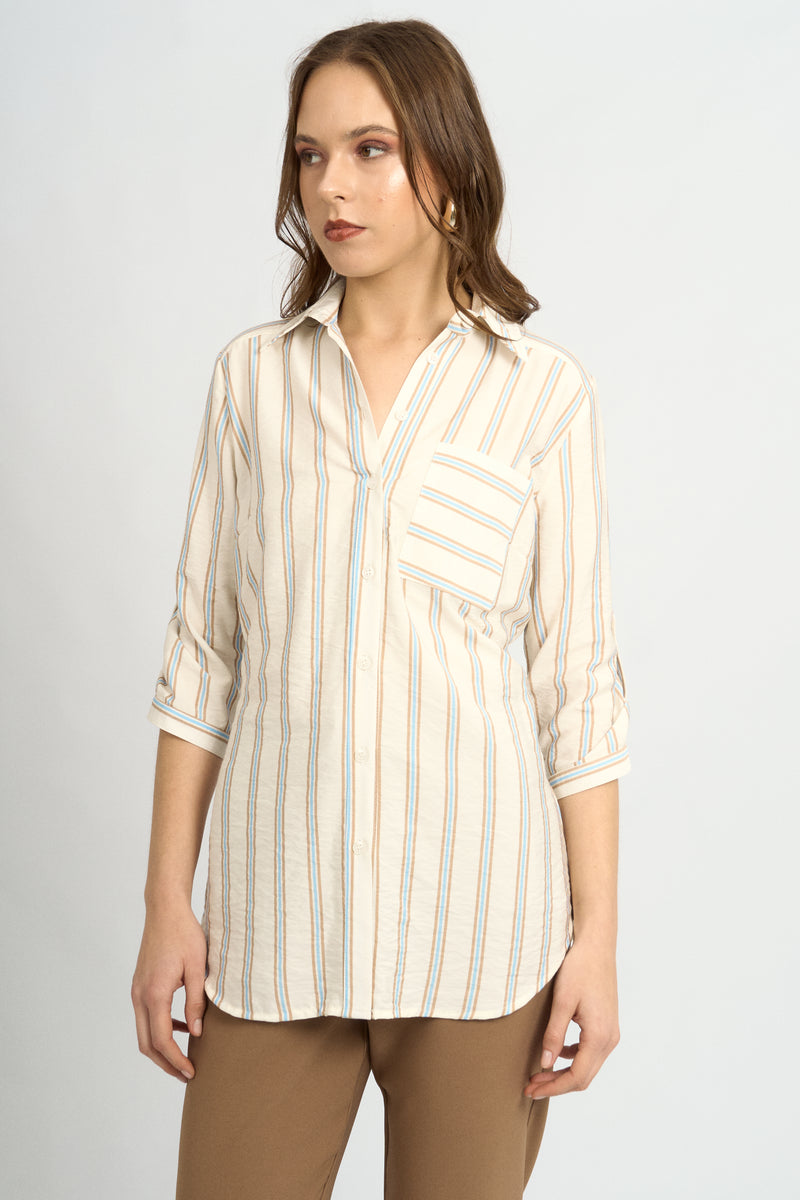 Blusa Fiorella Rayas Beige