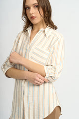 Blusa Fiorella Rayas Beige