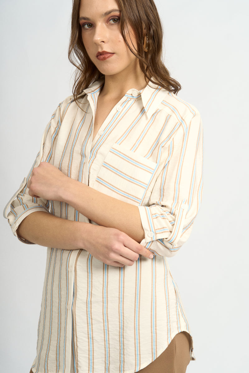 Blusa Fiorella Rayas Beige