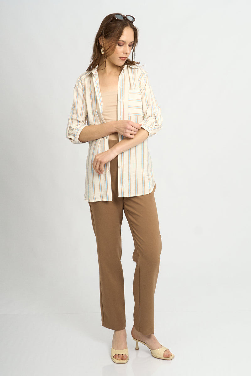 Blusa Fiorella Rayas Beige