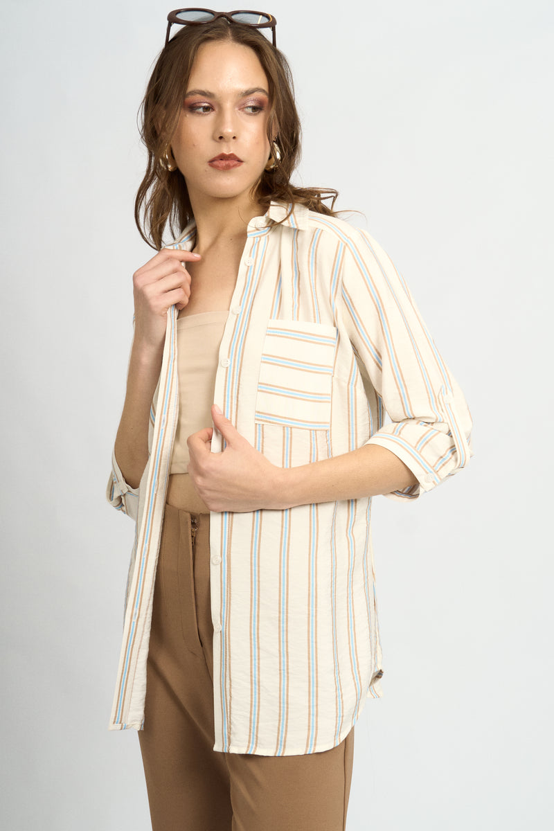 Blusa Fiorella Rayas Beige