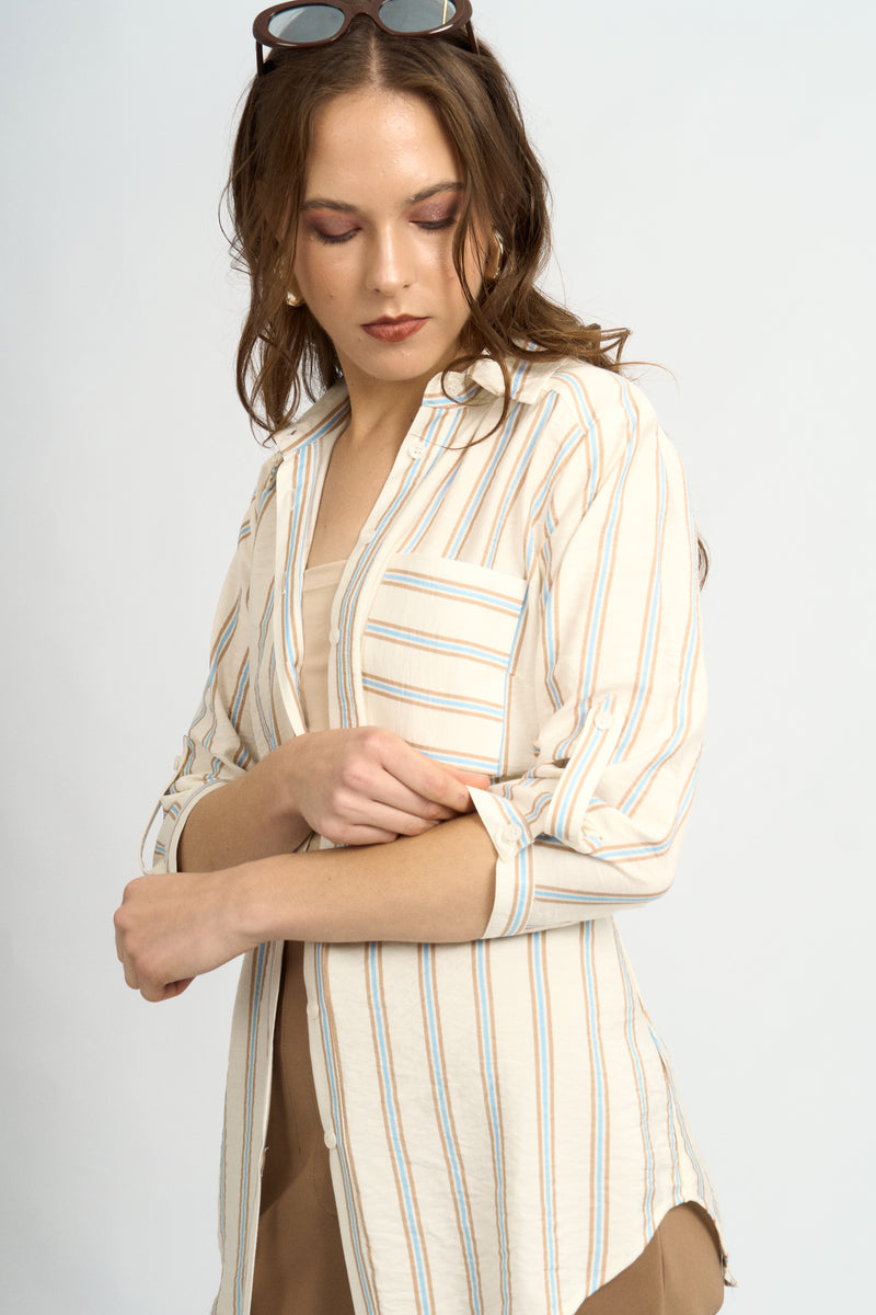 Blusa Fiorella Rayas Beige