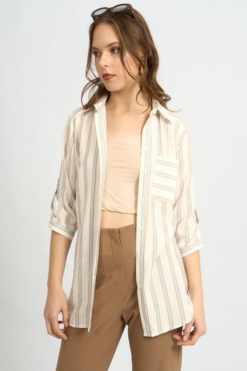 Blusa Fiorella Rayas Beige