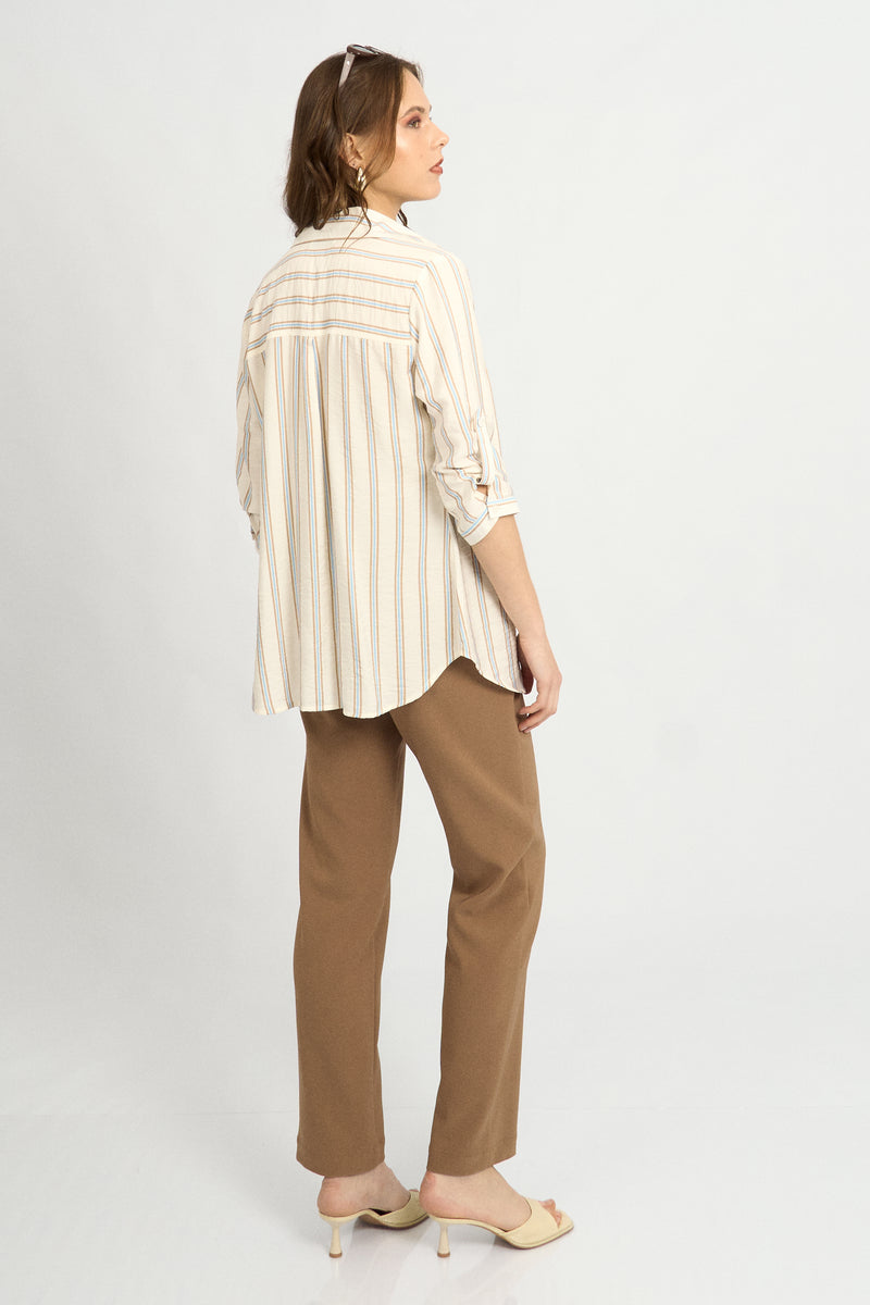 Blusa Fiorella Rayas Beige